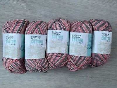 Premium Quality Cotton Acrylic Print Knitting Crochet DK Yarn 5 X 100g. • £6.99