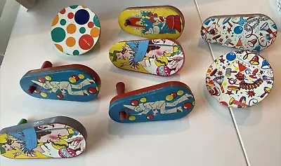 Lot Of 8 Very Cute Vintage Tin Lithograph Noise Makers Metal Toys • $12.95