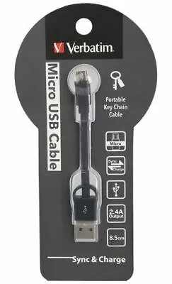 Verbatim Sync And Charge Micro USB Cable Keychain 2.4A  Black • $4.99