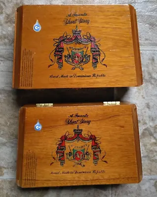 (2) A. Fuente Short Story  Wooden Cigar Box 4 5/8 X 2 3/4 X 7 3/4 - Fast Ship!!! • $14.18