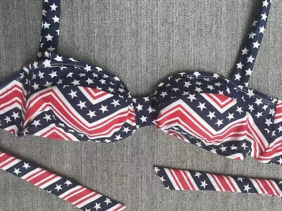 £11.49 • Buy Catalina Small (4-6) Patriotic Bikini Halter TOP Red White Blue Stars Stripes 
