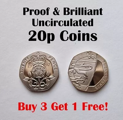 1982-2022 UK 20p Twenty Pence Coins PROOF & BRILLIANT UNCIRCULATED -Select Years • £11.99