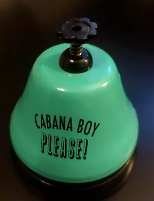 Service Desk Bell  CABANA BOY PLEASE Metal Fun Gift Preowned Robin Egg Blue • $17.94