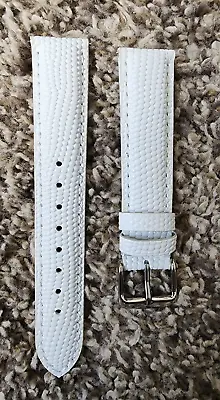 18mm White Genuine Leather Lizard Emboss Interchangeable Michele Deco Watch Band • $11.35