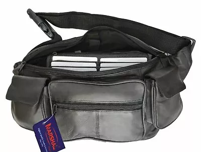 Leather Fanny Pack Belt Waist Pouch Hip Travel Purse Large Mens Womens Black New • $19.99