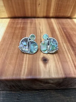  Vintage Sterling Silver Abalone Mexico Screw Back Earrings  • $52