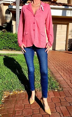 Majestic Filatures Linen Silk Pink Blazer Top Size 1 • $125