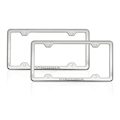 License Plate Frame Tag Holder For Chevrolet Malibu Steel Virginia Silver 2 Pcs • $29.90