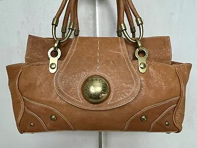 Dolce & Gabbana VNTG Brown Crinkled Leather Shoulder/Hand Bag W. Brass Hardware • $180.50