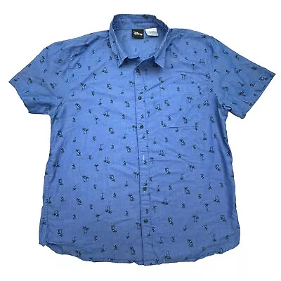 Disney Mens Blue Mickey Hawaiian Button Up Short Sleeve Shirt XL • $19.99
