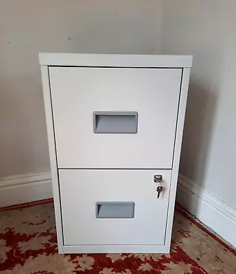 Vintage 2 Drawer Metal Lockable Filing Cabinet  With Two Keys. Home Office • £50