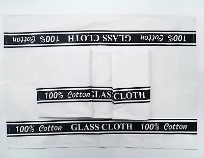 Lex's Linens Pack Of 4 100% Cotton Glass Cloths/Glass Kitchen Towel/Glass Tea... • £12.99