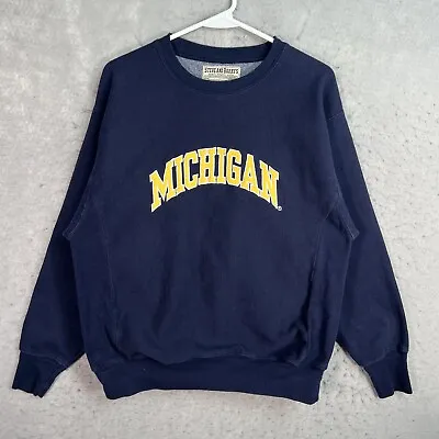 A1 Steve Barrys Michigan Wolverines Sweater Adult XS Blue Crewneck Sweatshirt • $19.99