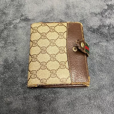$20 • Buy Authentic GUCCI Monogram Womens Bifold Purse Wallet Vintage Leather 904-03-111