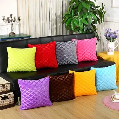 £3.99 • Buy Diamond Pattern Soft Touch Cushion Covers Cases Decorative Scatter Pillow Plush