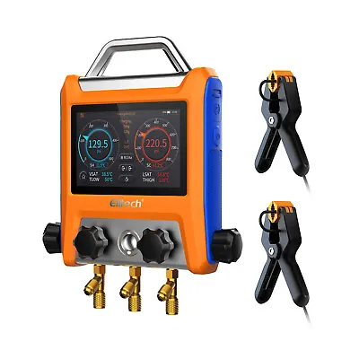 Elitech EMG-20V HVAC Digital Manifold Gauge W/ Vaccum Sensor App Connect W/Hoses • $389.99