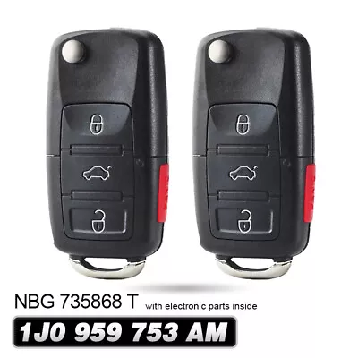 $23.28 • Buy 2x Remote Key Fob For VW Volkswagen Beetle Golf Passat Jetta 1J0 959 753 AM