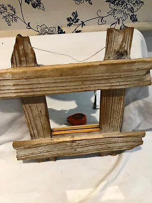 Rustic Driftwood Styled Timber Framed Mirror - 37cm High X 35cm Width • £23.40