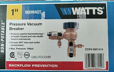 Watts 800M4QT 1  NPT NFPT Bronze Pressure Vacuum Breaker 0951414 800M4-QT  • $115