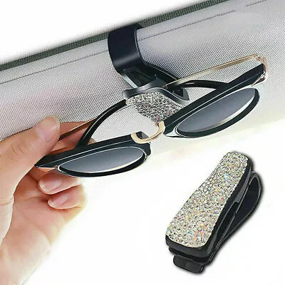 Bling Rhinestone Car Interior Accessories Sun Visor Glasses Clip White Universal • $5.04