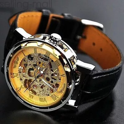 Men's Sport Wrist Watch Automatic Date Stainless Steel Leather Strap Watches New • $21.89