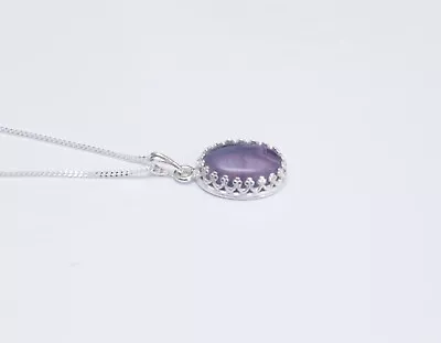 925 Sterling Silver And Rainbow Fluorite Oval Necklace • £14.50