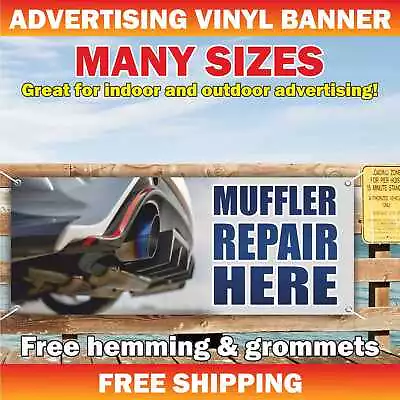 Muffler Repair Advertising Banner Vinyl Mesh Sign Auto Car Mechanic Garage Brake • $119.95