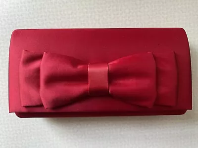 Clutch Hand Bag Red With Bow Detail By Debut New • £4.50