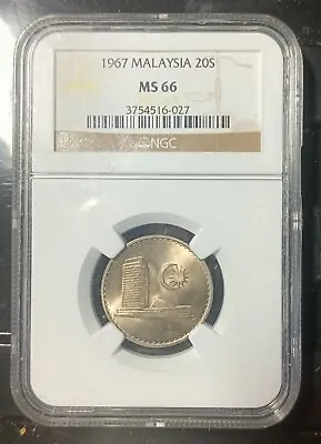 Malaysia  1967 20 Cent Coin Ngc  Ms66. • $100