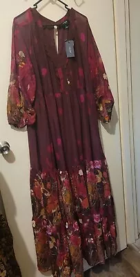 City Chic Anna York Maxi Floral Burgundy Plus Size 16/18 • $75