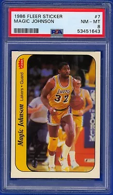 1986 Fleer Basketball #7 Magic Johnson PSA 8 NM-MT HOF Los Angeles Lakers • $79.99