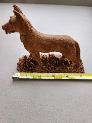 $15 • Buy Hand Carved Wooden German Shepherd Statute. 4.5  Tall. Light Wood-not Sure What?