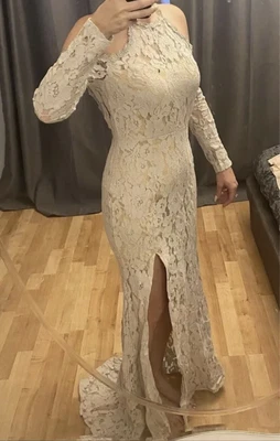 £15 • Buy Size 8 Prom Dress Cocktail Party Grey Lace Long Maxi Side Plit Ladies Teens