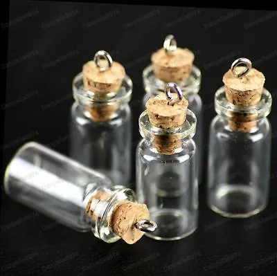 5 10 20 SMALL GLASS BOTTLES Pendant CORK Stopper VIALS Cute MINI Samples JARS • £179