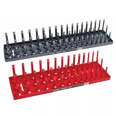 Hansen 1/2  Socket Tray Organizer Holder Set 3 Row Metric SAE Shallow Deep USA • $39.99