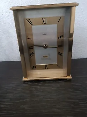 Vintage Swiza  Brass Mantle Chime Clock Germany Heavy! • $115