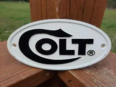 Colt Firearms Cast Iron Wall Sign Plaque Oval Heavy 7 Inch Sign Gun Ammo Sign • $9.99