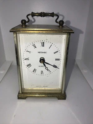 £14.95 • Buy Vintage Metamec Carriage Clock Gold Made In England Roman Numerals Working