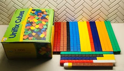Unifix Lot Of 357 Math Interlocking Cubes Counting Blocks 10 Colors With Box • £18.31