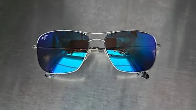 NEW Maui Jim Sunglasses WIKI WIKI 246-17 Silver Blue Hawaii Titanium Polarized • $245