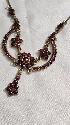 Vintage 12kkt Gf Bohemian Garnet Necklace  Lavlier Drop • $155