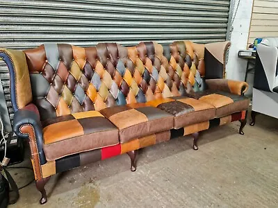 Buttoned Traditional Leather Chesterfield Queen Anne Chair 2 3 4 Seat Sofa's • £889