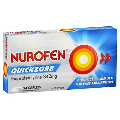 $17.31 • Buy Nurofen Quickzorb 24 Caplets Fast Absorption Pain Relief Ibuprofen Lysine 342mg
