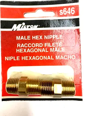 1/4  X 1/4  Npt Bass Male Hex Nipple Fitting For Air Hose 2 Per Pack Milton S646 • $7.35