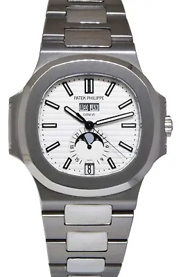 Patek Philippe Nautilus Steel Annual Calendar White Dial Watch B/P '17 5726/1A • $149800