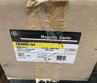 CR306E104 GE Magnetic Motor Starter 3POLE 90A COIL 480V 3 NEMA SIZE NEW OPEN BOX • $1375.40