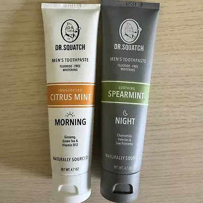 Dr Squatch Fluoride Free Toothpaste Set Morning/Night Formula 4.7 Oz Each NEW • $19