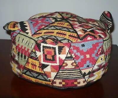 Tableaux Vintage Hand Stitched Needlepoint Tuffet Ottoman Pouf Pouffe Foot Stool • $100