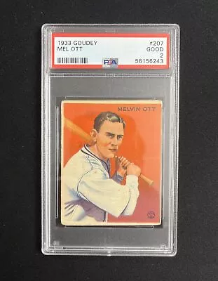 1933 Goudey - R319 #207 Mel Ott Rookie HOF New York Giants PSA 2 • $440