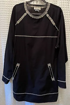 Isabel Marant Etoile Black Embroidered Cotton Tunic Top-Boho Chic-Sz XL- EX • $58